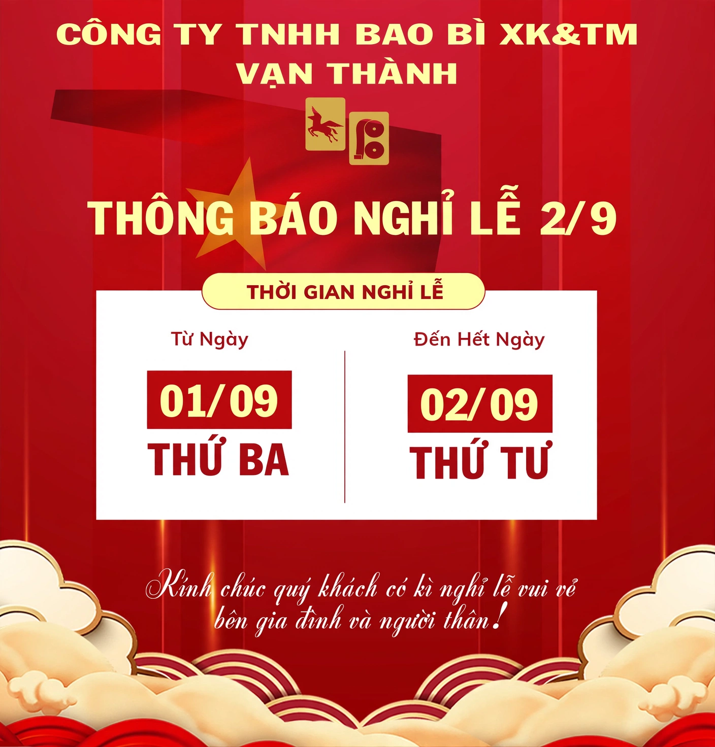 Thông báo nghỉ lễ Quốc Khánh 2/9