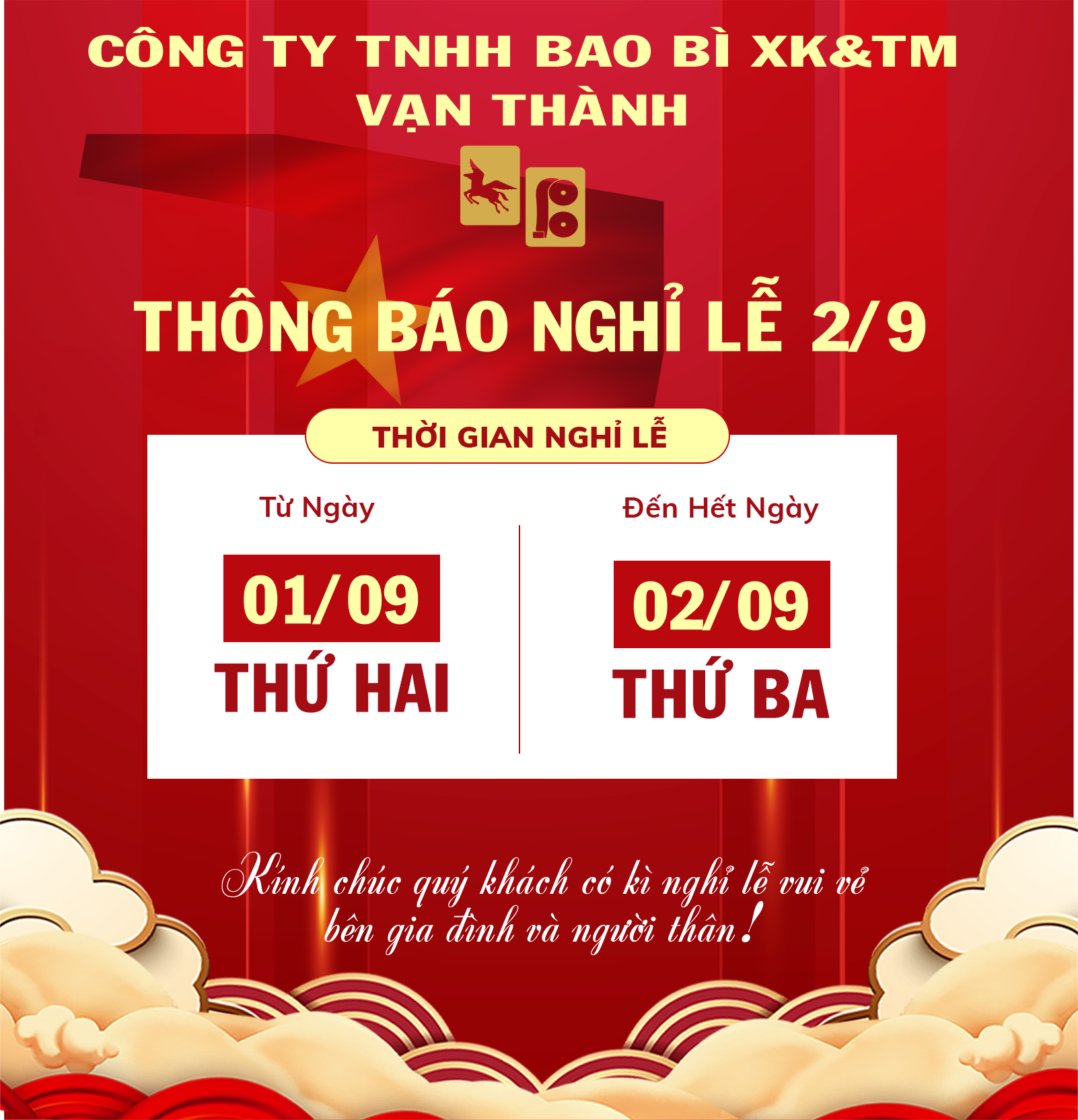 Thông báo nghỉ lễ Quốc Khánh 2/9